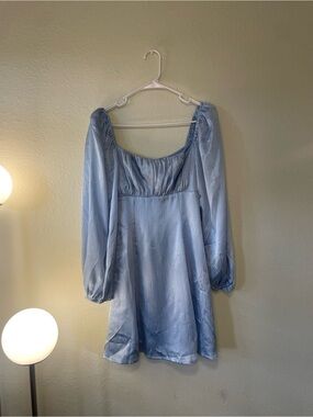 ASTR Light Blue Puff-Sleeve Mini Dress